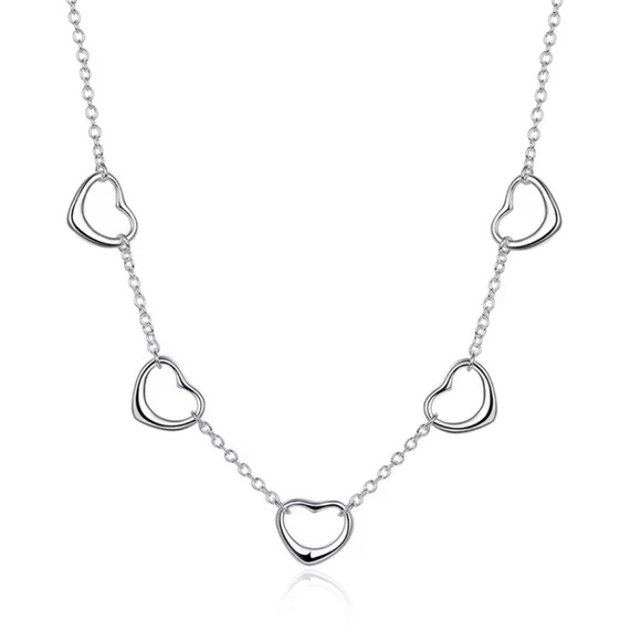 Silver Multi Hearts  Necklace for  Women 18” - Picture 4 of 6
